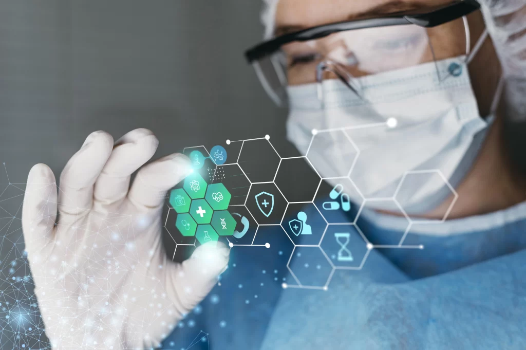 Precision medicine in uae : Medical doctor with precision medicine DNA molecular profiling for personalized cancer genetics