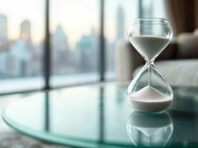 MEDICAL ASSESSMENTS IN UAE , Hourglass symbol representing time in healthcare - urgent medical care and timely treatment